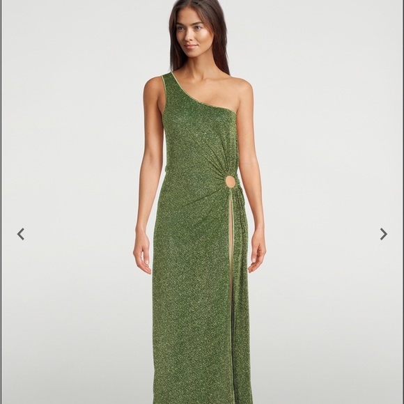 OSÉREE Lumière One-Shoulder Maxi Dress Green S/M - Brand new! (never worn) - Picture 3 of 7